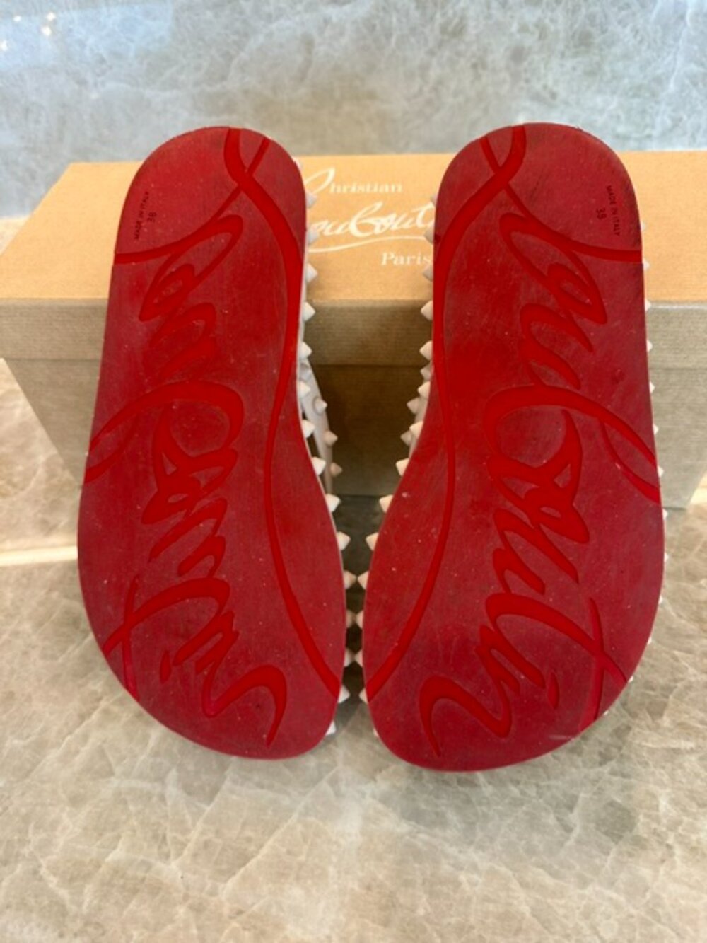Christian Louboutin Super Loubi Flip Donna Leche Sz8 - Picture 4 of 4